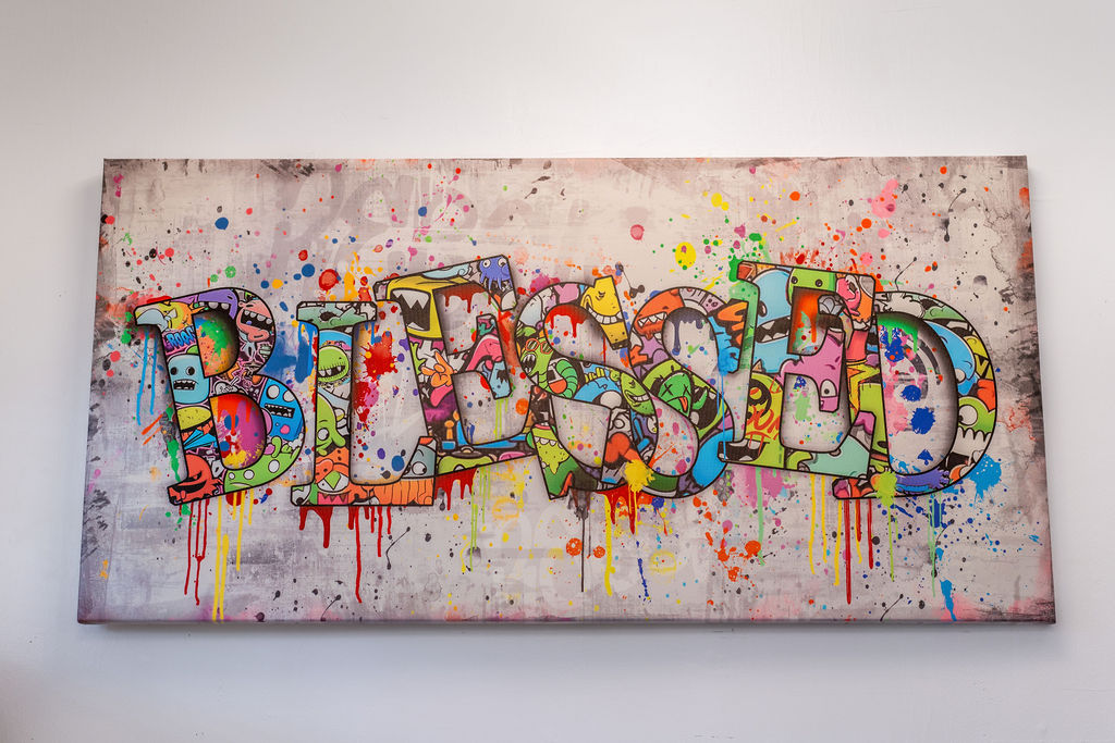Graffiti-style "Blessed" canvas print made at Hilson Ink — Clinton, MD